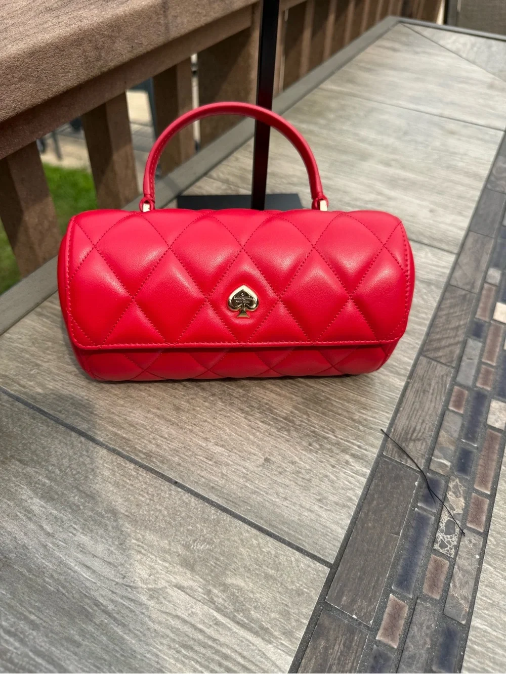 NWOT Kate Spade New York Heart Barrel Quilted Crossbody Bag Ruby Red Novelty